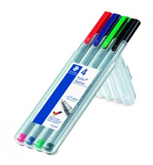 Marcador Fino Staedtler Triplus 334 0,3mm 4 Cores 4un