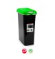 Contentor 25L Plástico Preto Tampa Verde