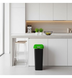 Contentor 25L Plástico Preto Tampa Verde