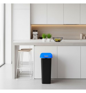 Contentor 25L Plástico Preto Tampa Azul