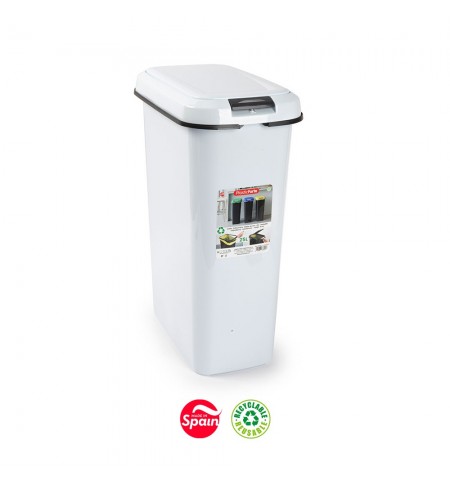 Contentor 25L Plástico Branco Tampa Branco