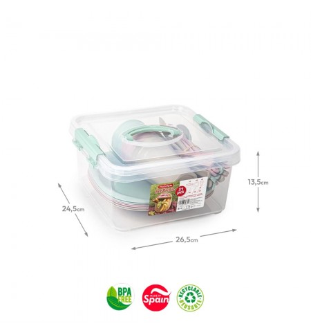 Conjunto Piquenique 31 Peças Reutilizavel Sortido 5L