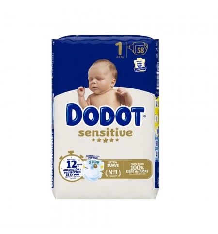 Fraldas Dodot Sensitive T1 (2-5kg) 58un