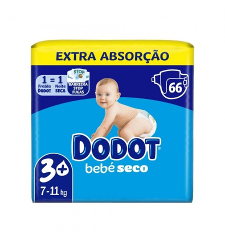 Fraldas Dodot T3+ (7-11kg) Bebé Seco 66un