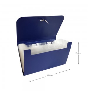 Pasta Classificadora com Fole PP Elásticos 178x115mm Azul