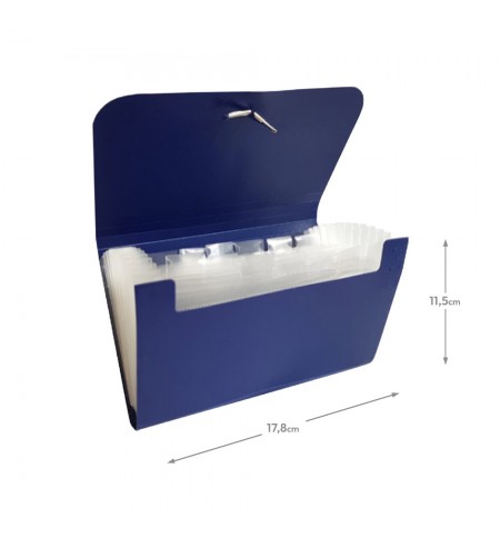 Pasta Classificadora com Fole PP Elásticos 178x115mm Azul