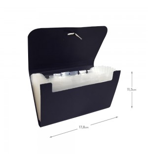 Pasta Classificadora com Fole PP Elásticos 178x115mm Preto