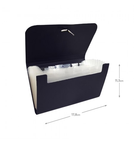 Pasta Classificadora com Fole PP Elásticos 178x115mm Preto