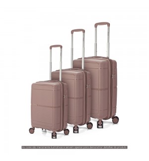 Malas Viagem com Trolley Cabine Média Grande PP Cinza 3un
