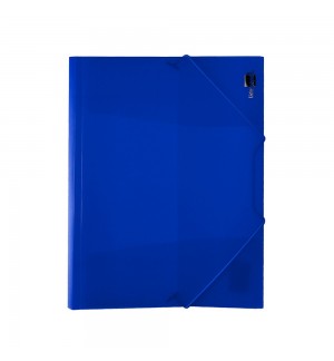 Pasta Plástico c/Elásticos A4 3 Abas Azul Translúcido