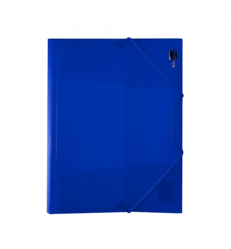 Pasta Plástico c/Elásticos A4 3 Abas Azul Translúcido