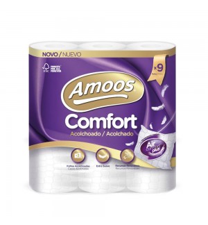 Papel Higiénico Doméstico 18mts 3Fls 48g Acolchoado 9 Rolos