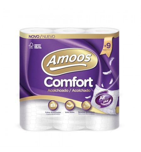 Papel Higiénico Doméstico 18mts 3Fls 48g Acolchoado 9 Rolos