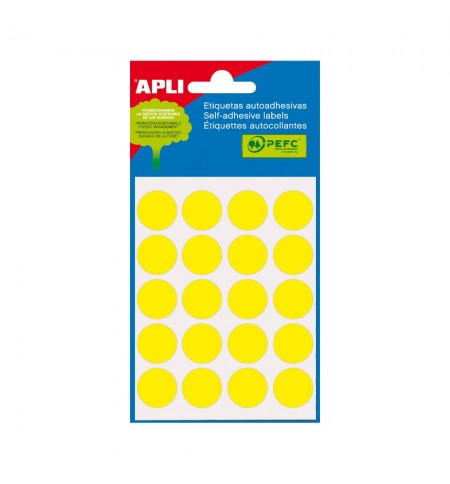 Etiquetas Redondas 19mm Amarelo Apli 2063 100un