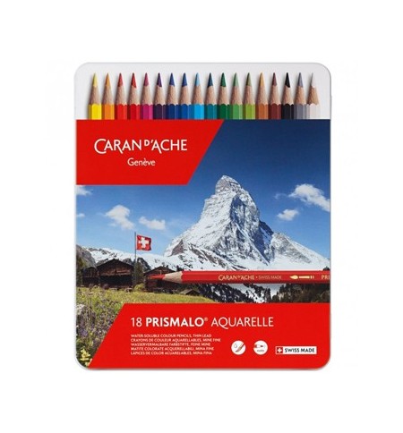 Lápis Cor Aguarelável 18un Cx Metal Caran DAche Prismalo