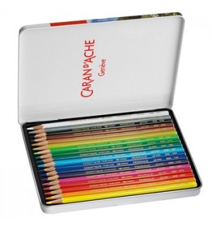 Lápis Cor Aguarelável 18un Cx Metal Caran DAche Prismalo