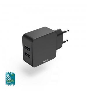 Carregador USB-A 2 Portas 12W Preto