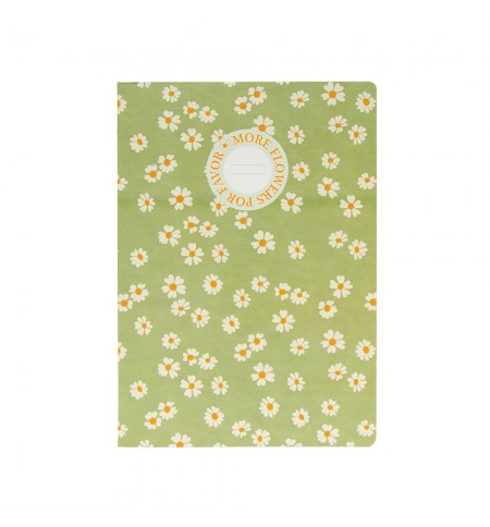 Caderno Agrafado A4 Pautado FLOWERS Verde 48Fls 1un