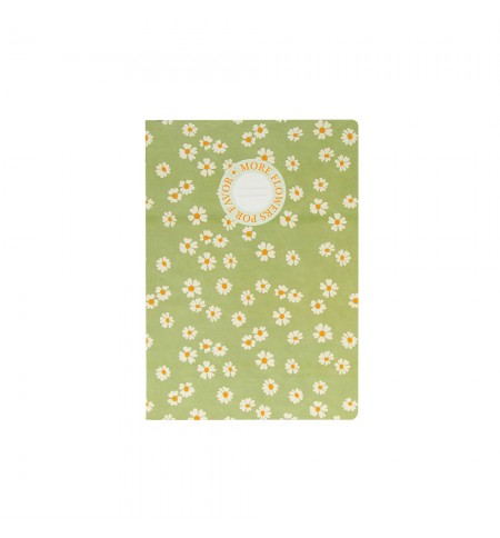 Caderno Agrafado A5 Quadriculado FLOWERS Verde 48Fls 1un