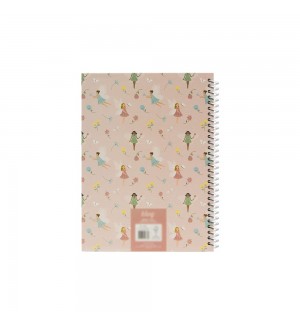 Caderno Espiral A5 Quadriculado FAIRIES Rose 80Fls 1un