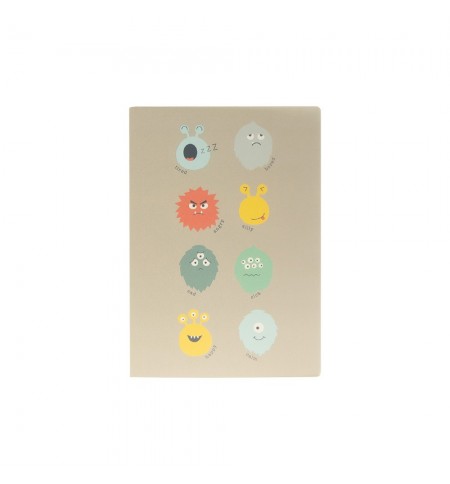 Caderno Agrafado A5 Quadriculado PP PLAY ME Monster 48Fls