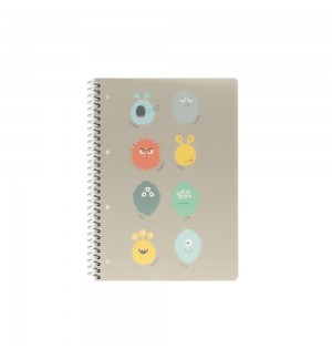 Caderno Espiral A5 Quadriculado PP PLAY ME Monster 80Fls 1un