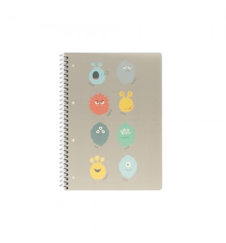 Caderno Espiral A5 Quadriculado PP PLAY ME Monster 80Fls 1un