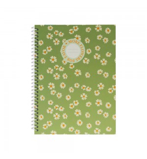 Caderno Espiral A4 Pautado FLOWERS Verde 80Fls 1un