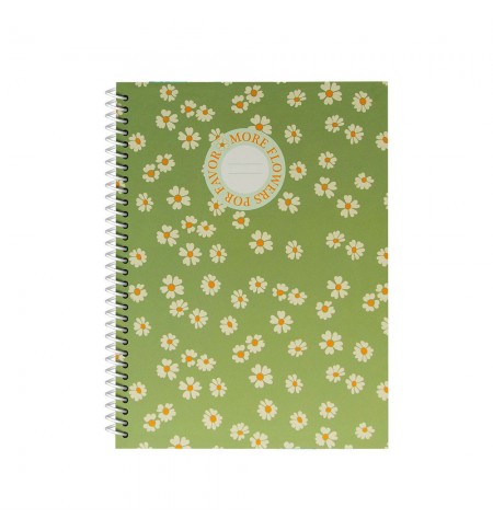 Caderno Espiral A4 Pautado FLOWERS Verde 80Fls 1un