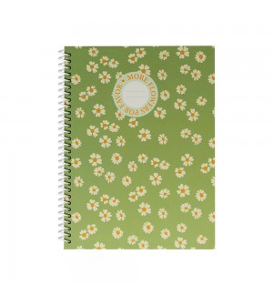 Caderno Espiral A4 Quadriculado FLOWERS Verde 80Fls 1un
