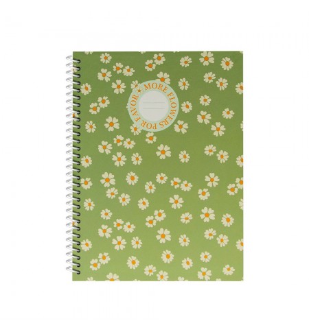 Caderno Espiral A4 Quadriculado FLOWERS Verde 80Fls 1un