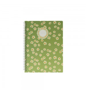 Caderno Espiral A5 Pautado FLOWERS Verde 80Fls 1un
