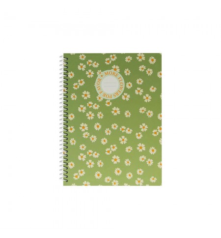 Caderno Espiral A5 Quadriculado FLOWERS Verde 80Fls 1un