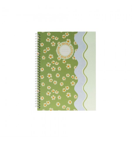 Caderno Espiral A5 Quadriculado FLOWERS Waves 80Fls 1un