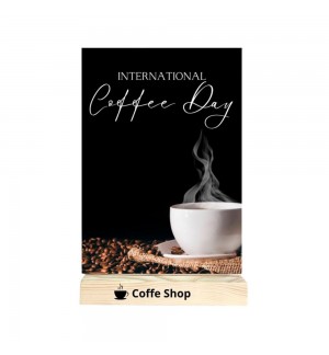 Expositor Porta Folhetos Acrilico 2 Faces A5 Base T Madeira