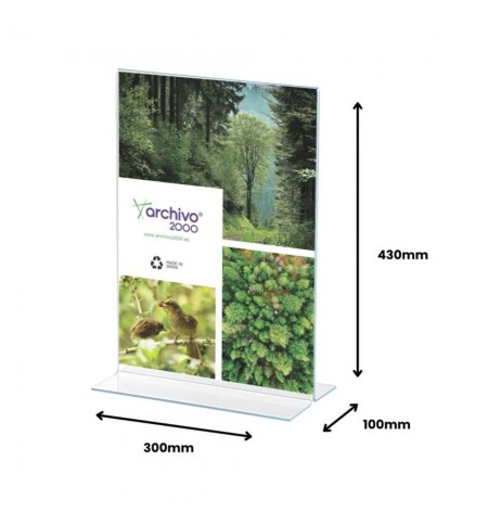 Expositor Mesa 100x300x430mm A3 em T Vertical