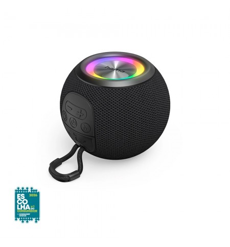 Coluna Portátil Bluetooth Ball Shape com LED Preto
