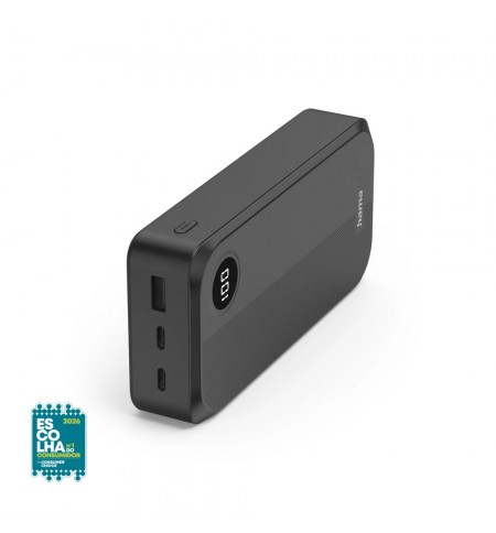 Powerbank 20000mAh USB-A 1 Porta + USB-C 2 Portas Preto