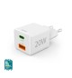 Carregador USB-C + USB-A 20W Rápido Mini-charger Branco