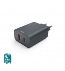 Carregador USB-A + USB-C PD 45W Rápido Cinza