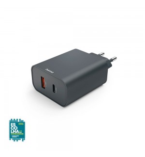 Carregador USB-A + USB-C PD 45W Rápido Cinza