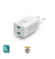 Carregador USB-C 2 Portas PD/QC 35W Rápido Benfica Branco