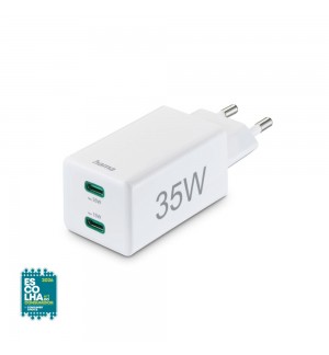 Carregador USB-C 2 Portas 35W Rápido Branco