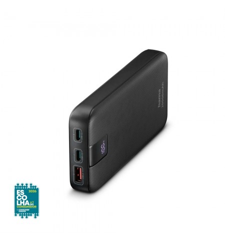 Powerbank 20000mAh USB-A 1 Porta + USB-C 2 Portas Cinza