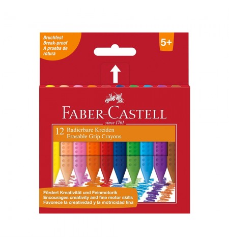 Lápis de Cera 12 Cores Faber-Castell Grip