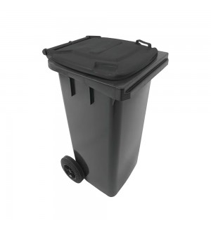 Contentor 120L Plástico 2 Rodas Cinza Escuro Tampa Cinza