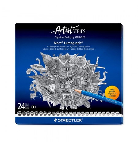 Lápis Grafite 100 G24 STAEDTLER Mars Lumograph Cx Metal 24un