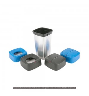 Contentor 60L Plástico Quadrado Iris Cor Metálico com Tampa