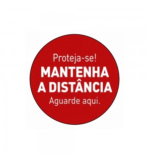 Sinalética MANTENHA A DISTÂNCIA Vinil Portas 347x347mm
