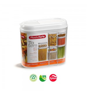 Caixa Multiusos 1000ml Plástico c/Tampa Totem Branco 3un